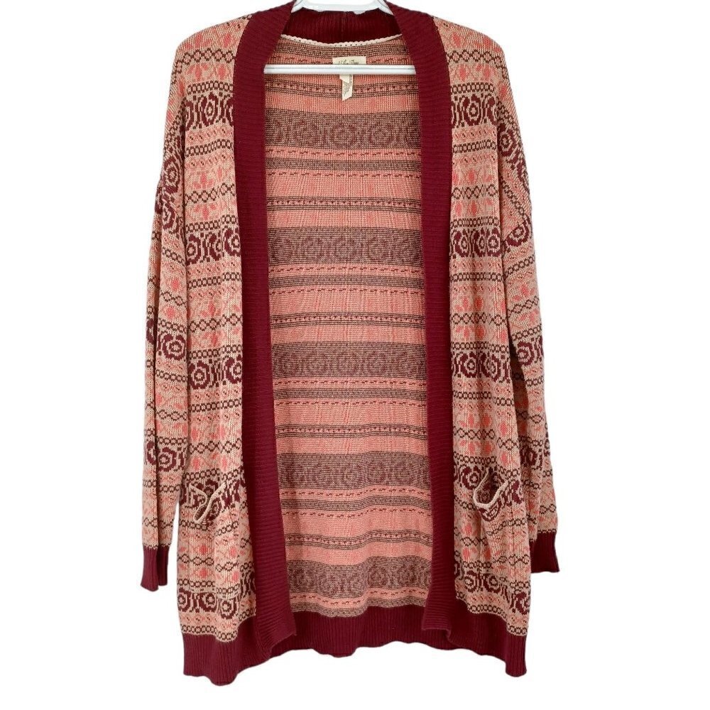 Matilda Jane Harmony Sweater Cardigan Women's M Open Front Knit Floral Cozy